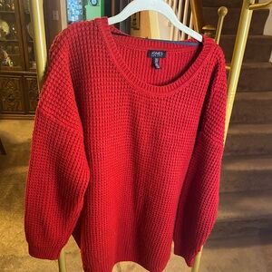 Jones New York Red Crew Neck Sweater